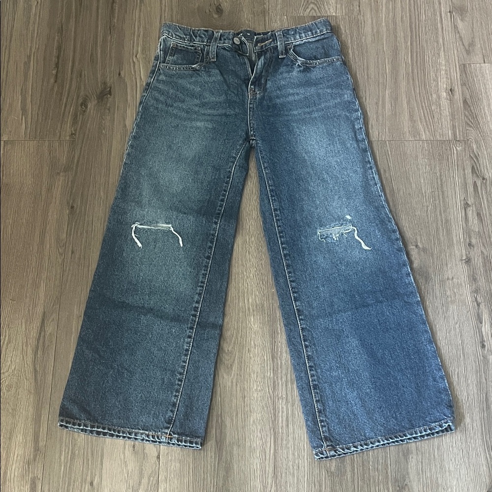 Wide-Leg Distressed Jeans